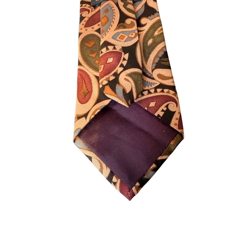 Lands End Silk Tie Paisley Necktie USA Vintage Multicolor Classic - Picture 4 of 10